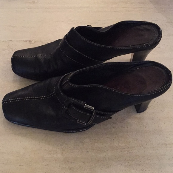 Aerosol Black Leather Mules - Picture 2 of 7